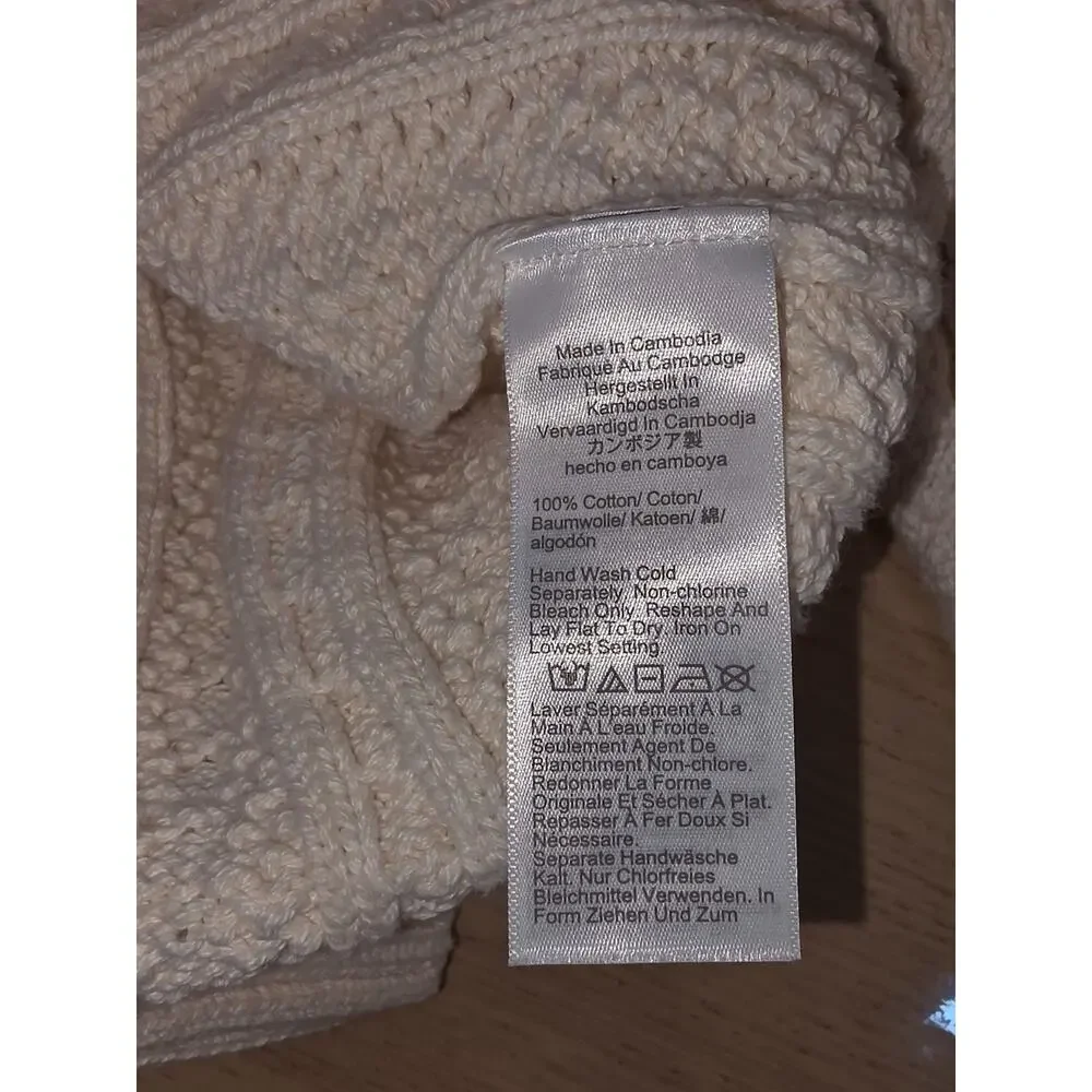 J. Crew 100% Cotton Cream Cable Knit Crew Neck Sweater Size XL Fisherman